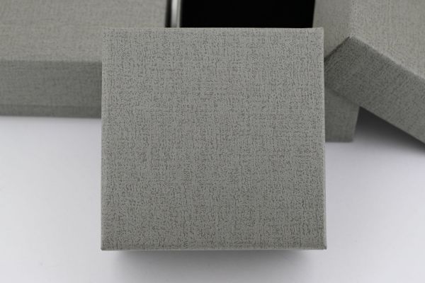 12 Boîtes Cadeau Bijoux Papier Gris 7,5 x 7,5 x 3,5 cm.