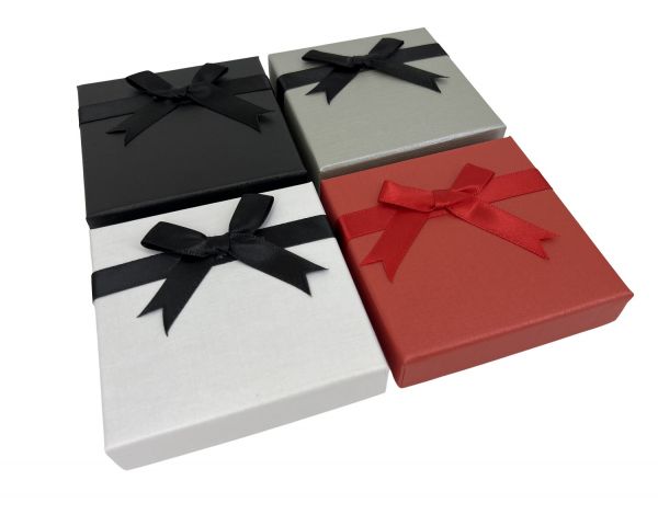 Lot de 12 Boîtes Cadeau Universelles avec Ruban et Noeud - 3 Tailles 4 Coloris