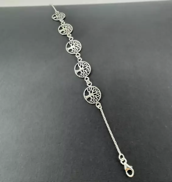 Bracelet Quintuple Arbres de Vie en Argent 92.5.