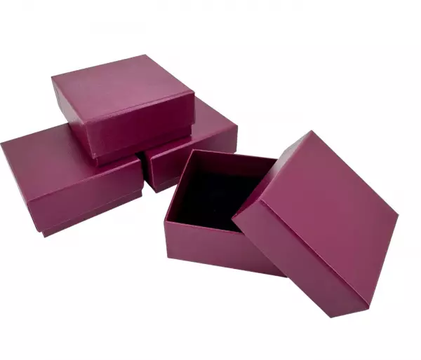 12 Boîtes Cadeau Bijoux Papier Rouge Cerise 7,5 x 7,5 x 3,5 cm.