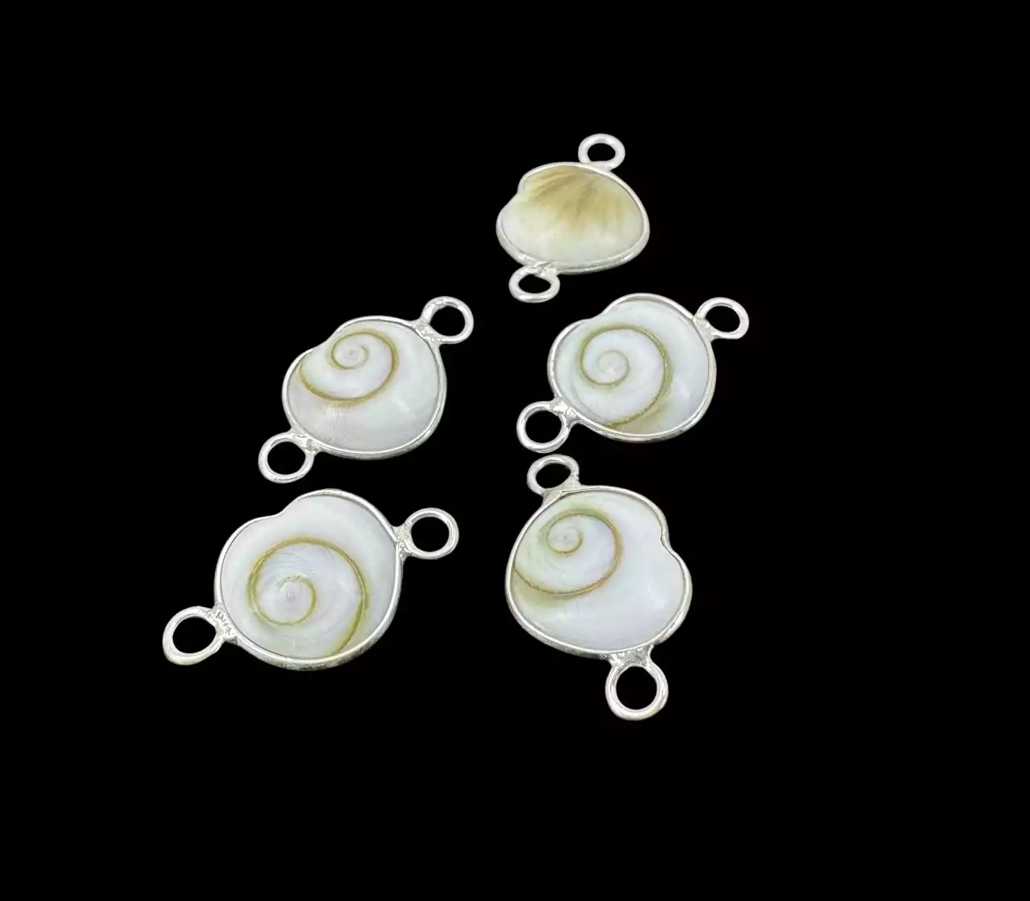 Lot de 5 Intercalaire Coeur Oeil de Sainte Lucie et Argent - 10 mm. 