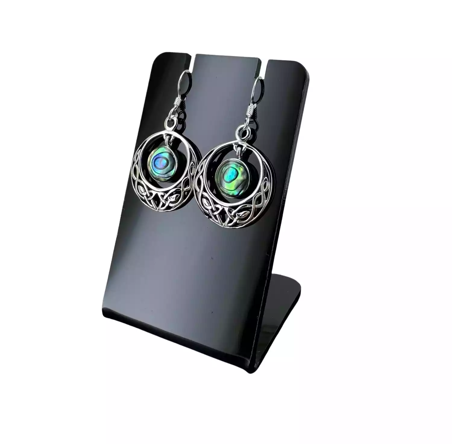 Boucles d'Oreilles Tribales et Abalone en Argent 92.5 