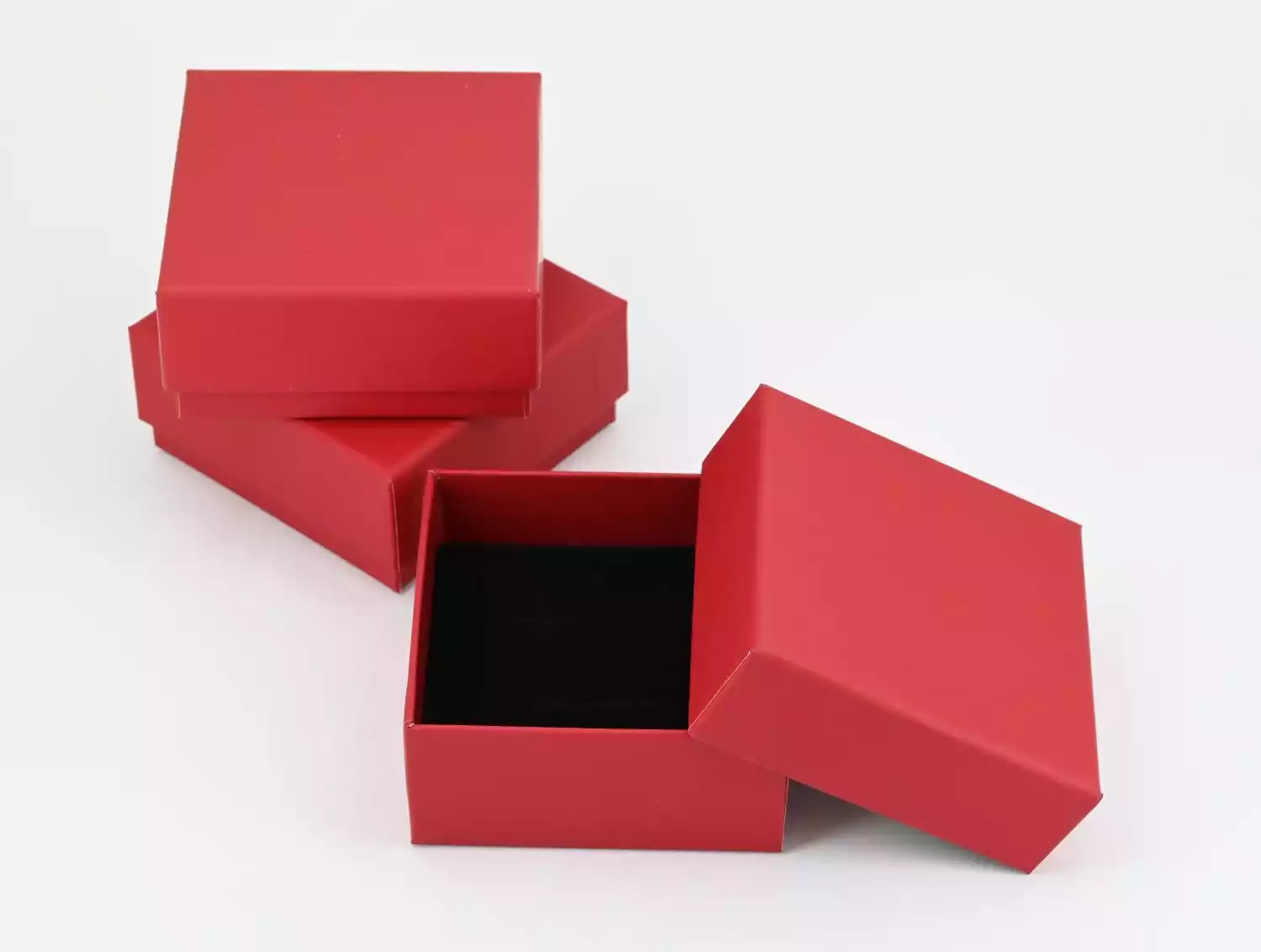 12 Boîtes Cadeau Bijoux Papier Rouge 7,5 x 7,5 x 3,5 cm. 