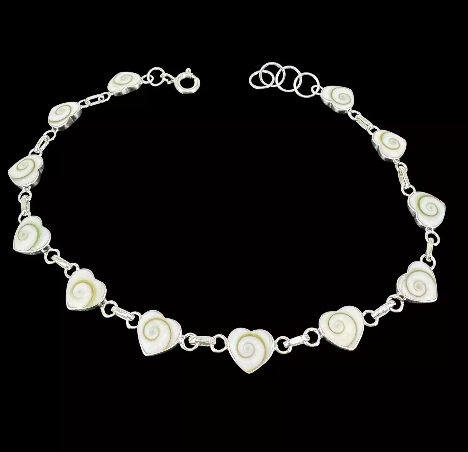 Bracelet Oeil de Sainte Lucie et Argent 92.5 - 12 Coeurs 