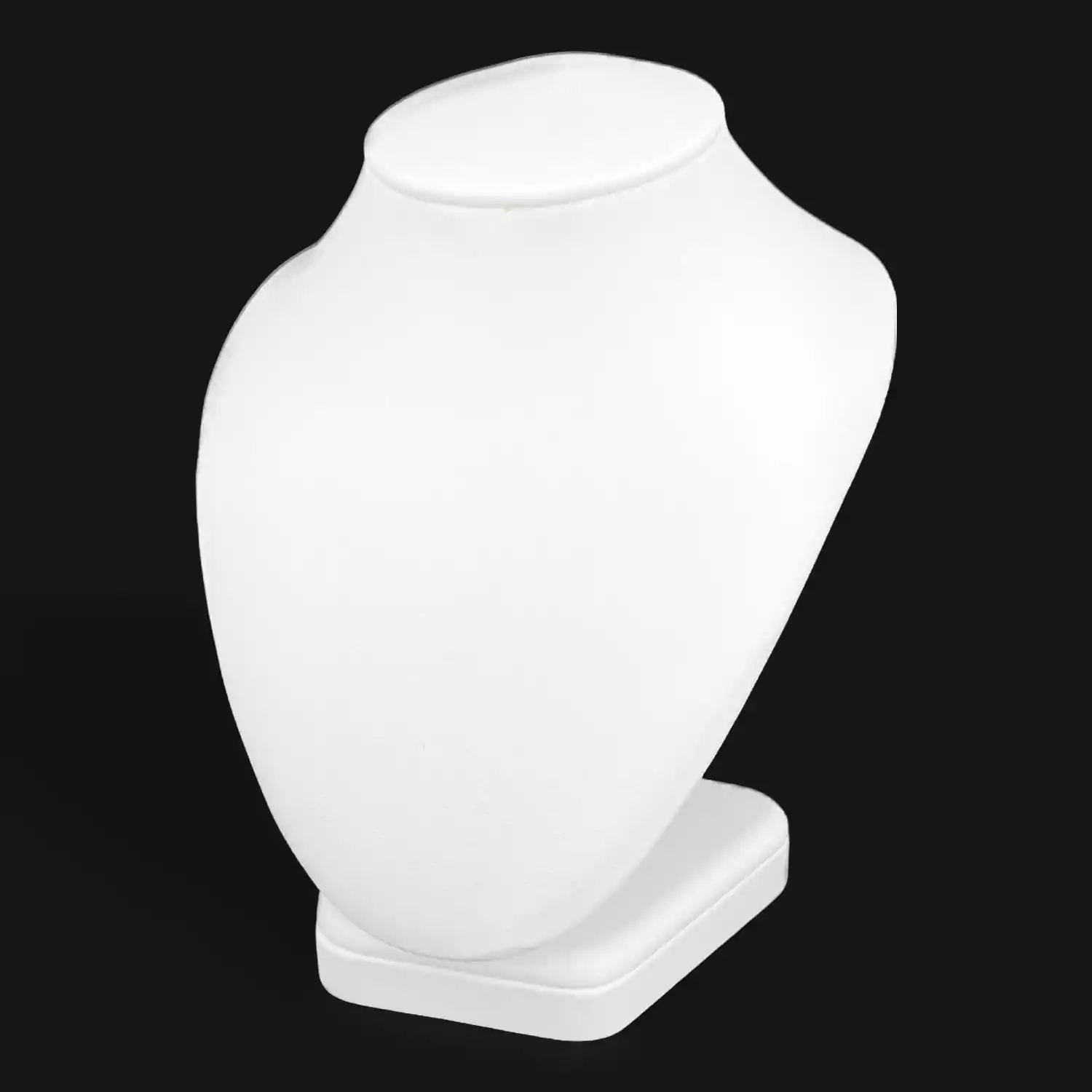 Buste en Similicuir Présentation Colliers - Blanc - 15 cm 
